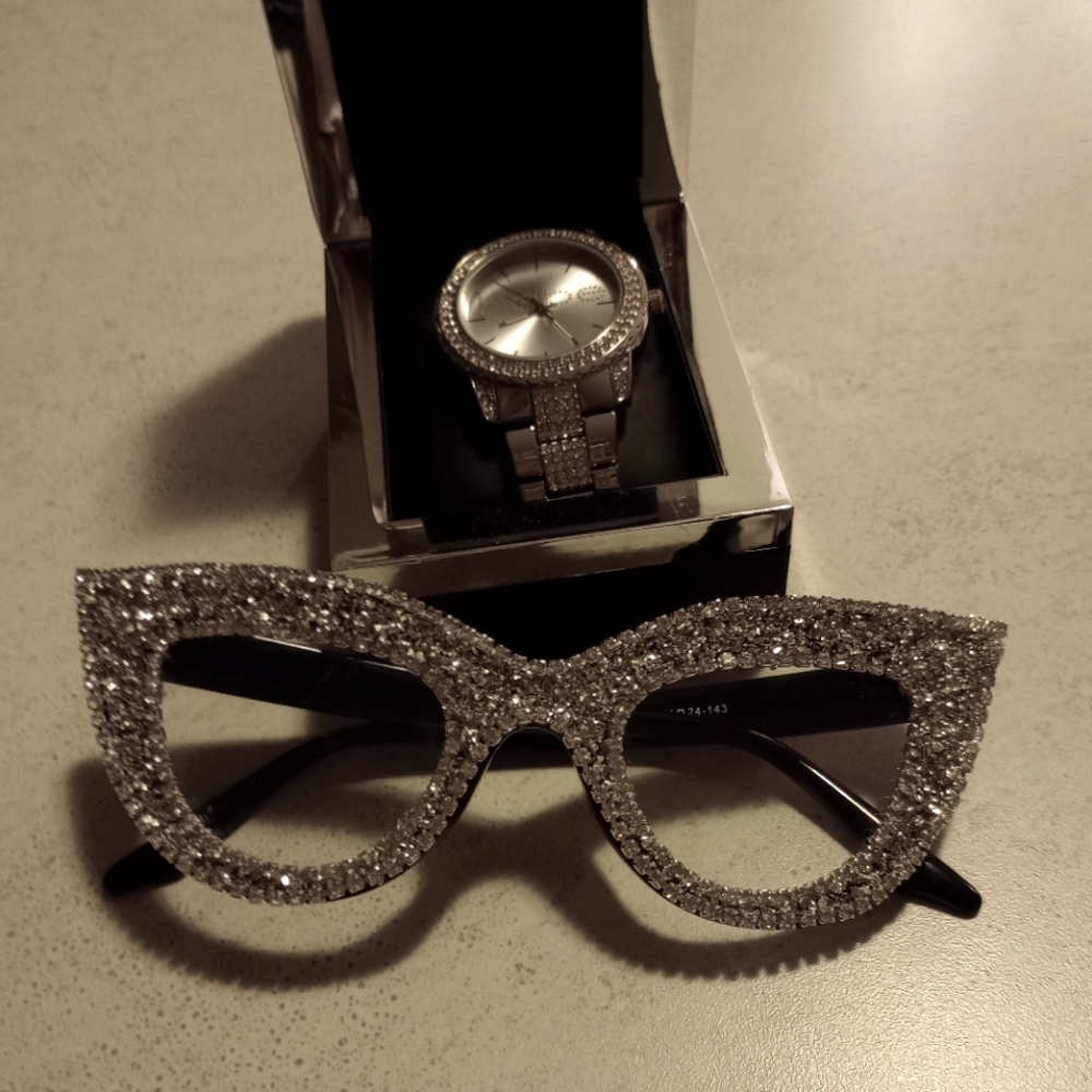 Eye Wear. Pink and Prime Products. Blinged Rim on Black Frame. One Size. NWT